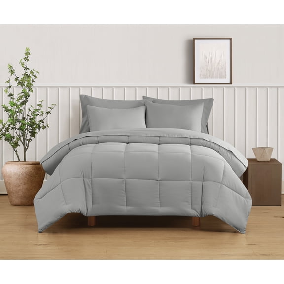 TRULY SOFT Green Solid Grey Twin/Twin XL 2 Piece Comforter Set, Solid Color Themed, Oeko-TEX Certified Confidence
