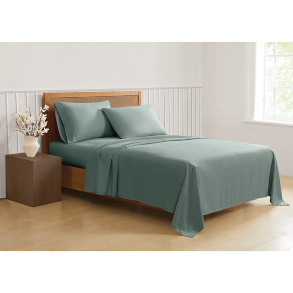 Truly Soft Green 100% Recycled Microfiber Polyester Sage 3-Piece Twin XL, Solid Casual themed, Adult Bedding, OEKO-TEX Certified