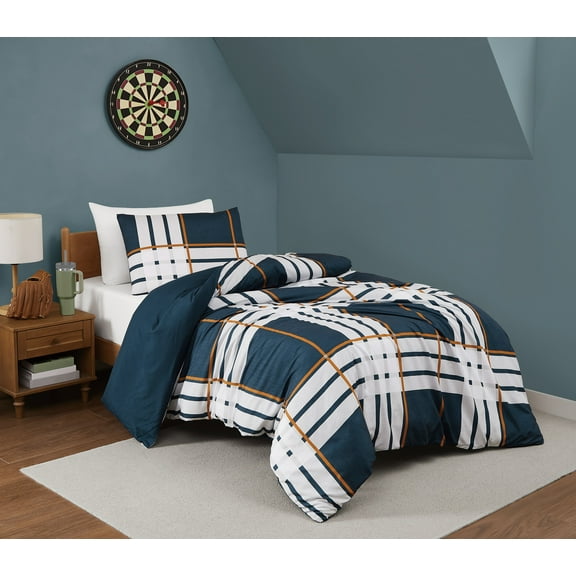 Truly Soft Henry Plaid Microfiber 100% Microfiber Polyester  2 Piece Twin Comforter Set in Blue Multi, All Season, Adult Size, OEKO-TEX Certified