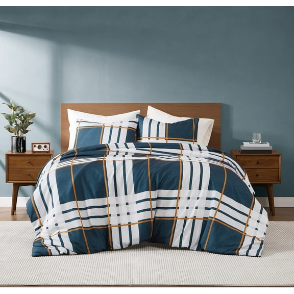 Truly Soft Henry Plaid Microfiber 100% Microfiber Polyester  3 Piece King Comforter Set in Blue Multi, All Season, Adult Size, OEKO-TEX Certified