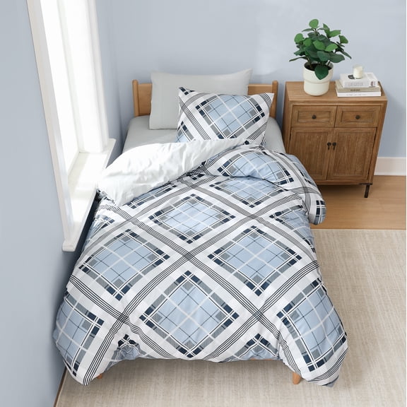 Truly Soft Lars Plaid Microfiber 100% Microfiber Polyester  2 Piece Twin Comforter Set in Blue Multi, All Season, Adult Size, OEKO-TEX Certified