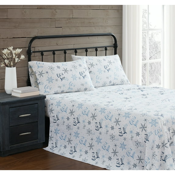 Truly Soft Let It Snow Flannel 4-Piece King Sheet Set in Multiple, Cotton , Adult, All Season, OEKO-TEX Certified