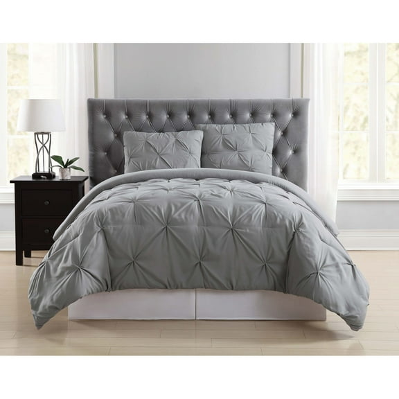 Truly Soft Pleated Grey Full / Queen Duvet Set