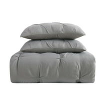 Truly Soft Pleated Grey Twin XL Duvet Cover Set