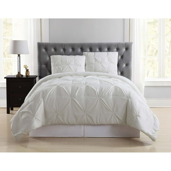 Truly Soft Pleated Ivory Full/Queen Duvet Cover Set