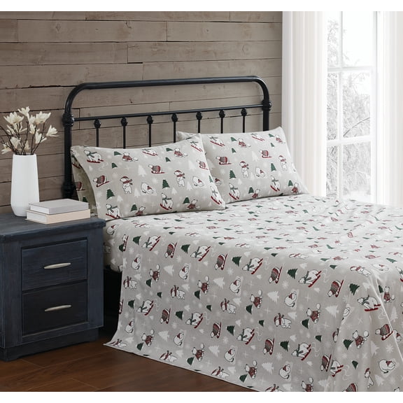 Truly Soft Polar Bears Flannel 4-Piece King Sheet Set in Multiple, Cotton , Adult, All Season, OEKO-TEX Certified