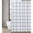 thumbnail image 1 of Truly Soft Printed Windowpane 100% Microfiber Polyester  Standard 72x72 Inch Shower Curtain in White and Charcoal Grey, All Season, Adult Size, OEKO-TEX Certified, 1 of 6
