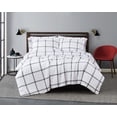 thumbnail image 1 of Truly Soft Printed Windowpane 100% Microfiber Polyester  3 Piece Full/Queen Comforter Set in White and Charcoal Grey, All Season, Adult Size, OEKO-TEX Certified, 1 of 7