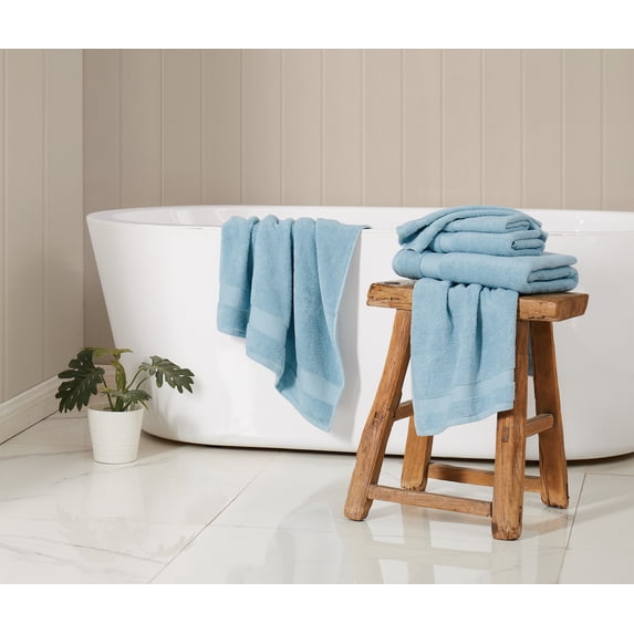 TRULY SOFT Quick Dry Blue 6 Piece Towel Set, Solid Color Themed, Oeko-TEX Certified Confidence