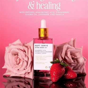 Truly Soft Serve After Shave Oil,after shave oil women,Strawberry Vanilla After Shave Oil for Smooth Skin-Alcohol-Free Post Shave Treatment with Hyaluronic Acid,Prevent Ingrown Hairs & Dryness