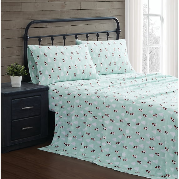 Truly Soft Snowman Wonderland Printed 100% Cotton Flannel 4-Piece Full Sheet Set in Snowman, Cotton , Adult, All Season, OEKO-TEX Certified