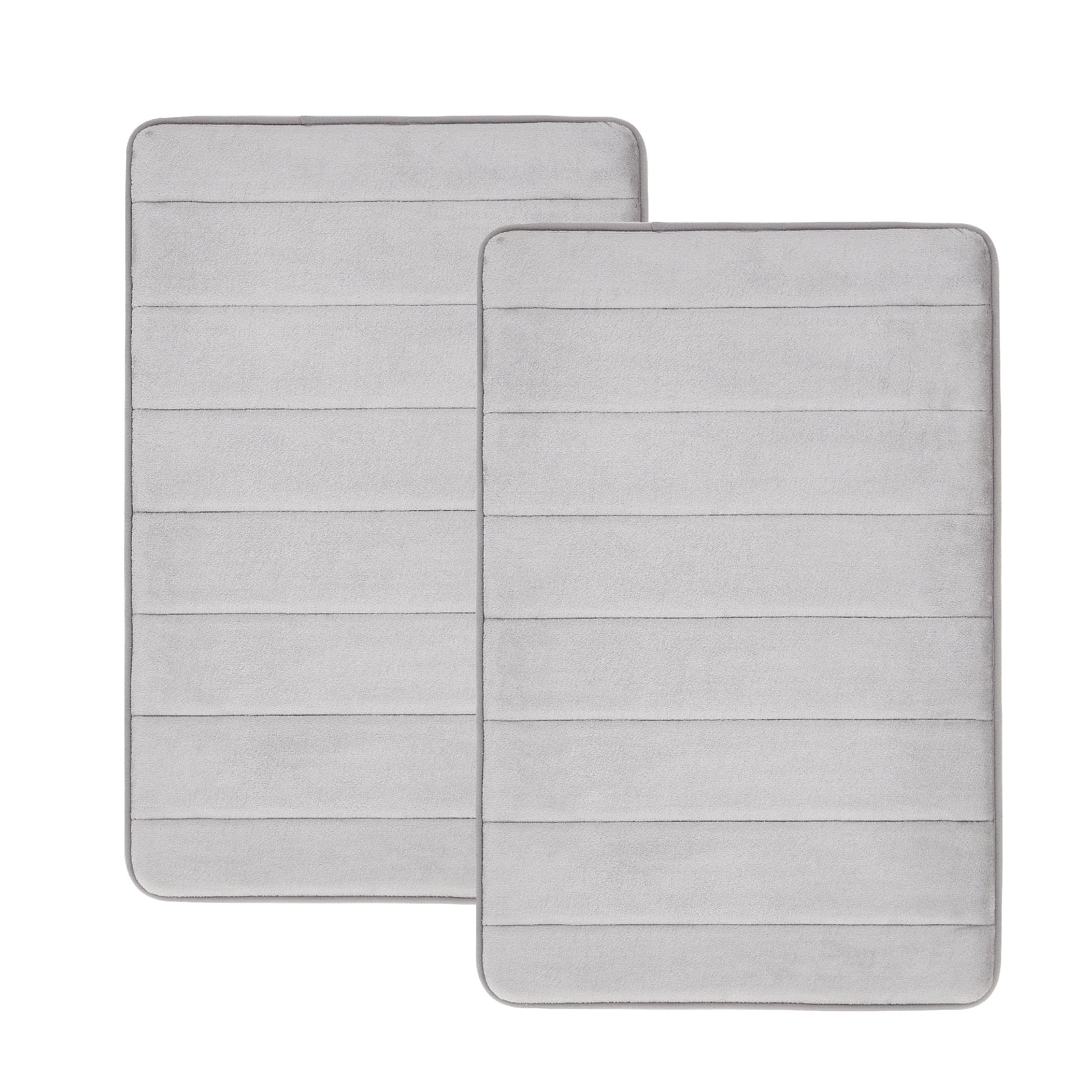 Gray Memory Foam 20" x 32" Machine-Washable Bath Mat Set