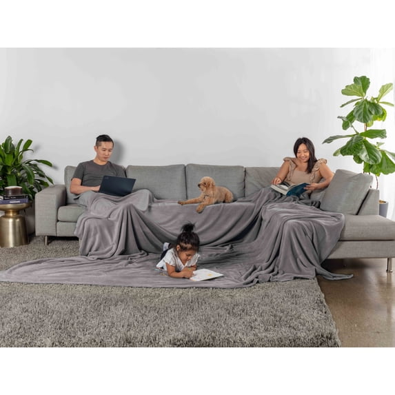 Truly Soft Velvet Plush 100% Microfiber Polyester Family Throw Blanket in Grey, All Season, Adult Size, OEKO-TEX Certified