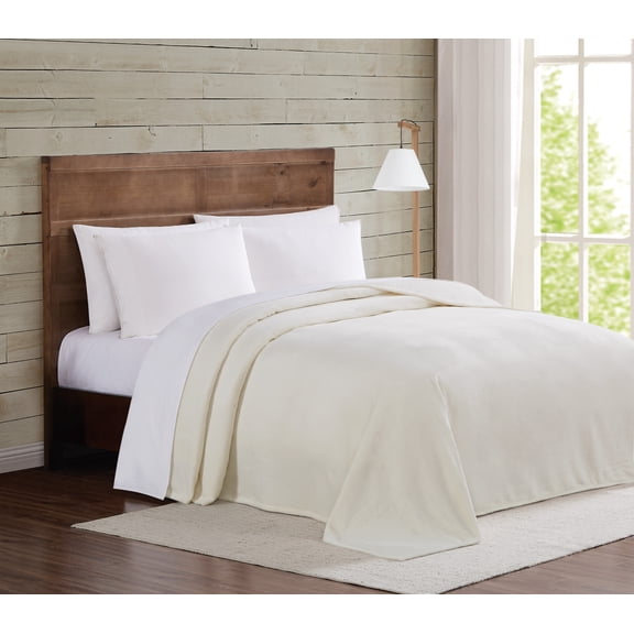 Truly Soft Velvet Plush Ivory Polyester 1-Piece 50x60 Throw Blanket, solid themed, for Men and Women, OEKO-TEX Certified Confidence