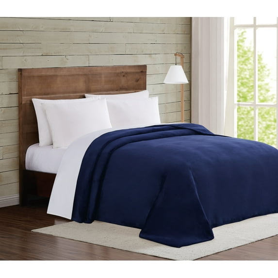 Truly Soft Velvet Plush Navy Polyester 1-Piece 50x60 Throw Blanket, solid themed, for Men and Women, OEKO-TEX Certified Confidence