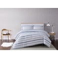 thumbnail image 1 of Truly Soft Waffle Stripe White and Blue Polyester 3-Piece Full/Queen Comforter Set, stripe themed, for Men and Women, OEKO-TEX Certified Confidence, 1 of 6
