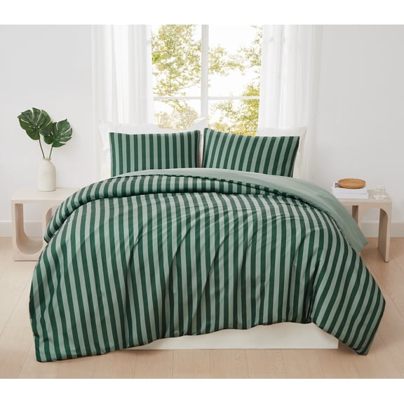 Truly Soft Weston Stripe Microfiber 100% Microfiber Polyester 3 Piece King Comforter Set in Green, All Season, Adult Size, OEKO-TEX Certified