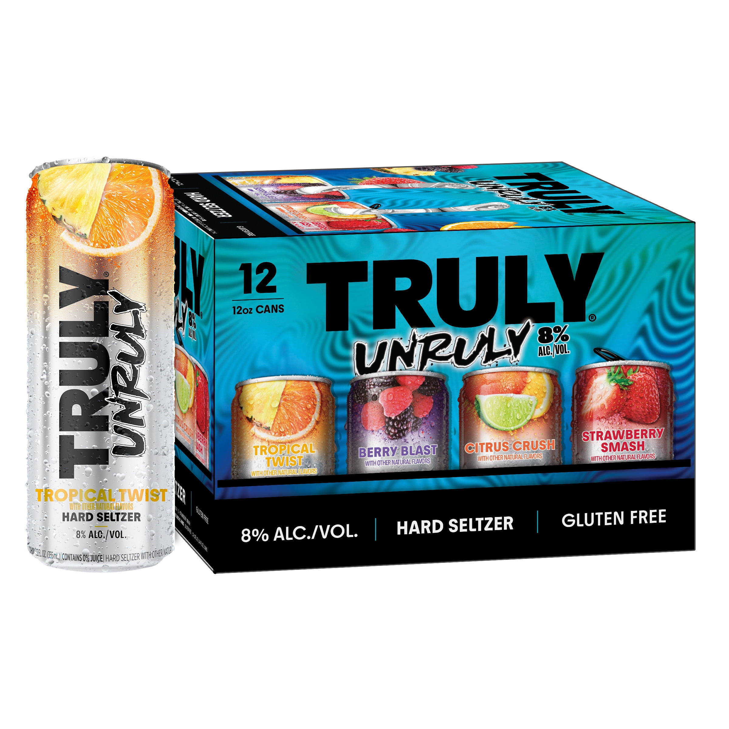 Truly Unruly Hard Seltzer Variety pack, 12 pack, 12 fl oz Aluminum Cans, 8% ABV
