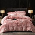 thumbnail image 1 of Truly Velvet Duvet Cover Set King Size, 3pcs Ultra Soft Breathable Comforter Cover Set, Luxury Cozy Flannel Duvet Cover with Pillow Shams Bedding Collection, 104" X 90", Petal Pink, 1 of 6