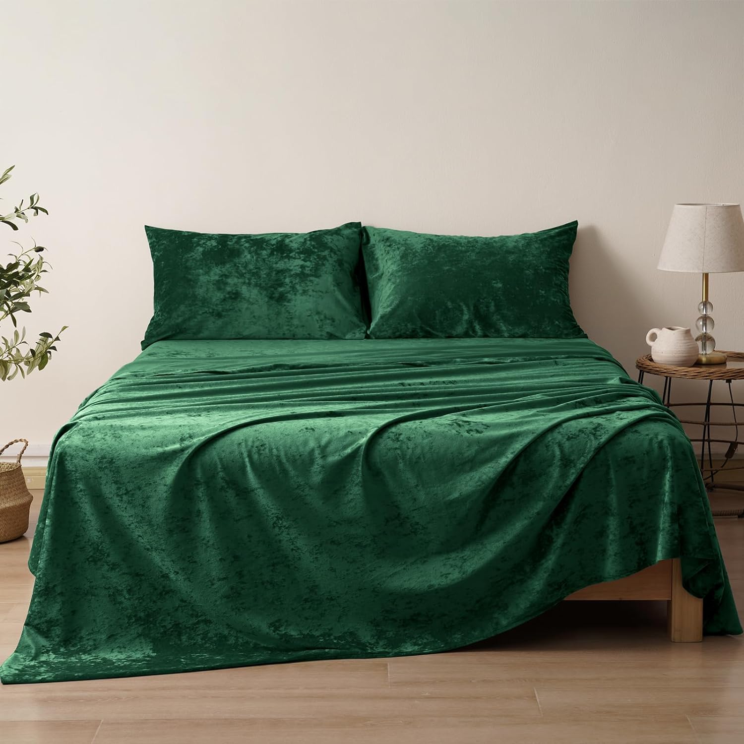 Truly Velvet Sheet Set Queen Size, 4PCS Ultra Soft Sheets Set, Luxury