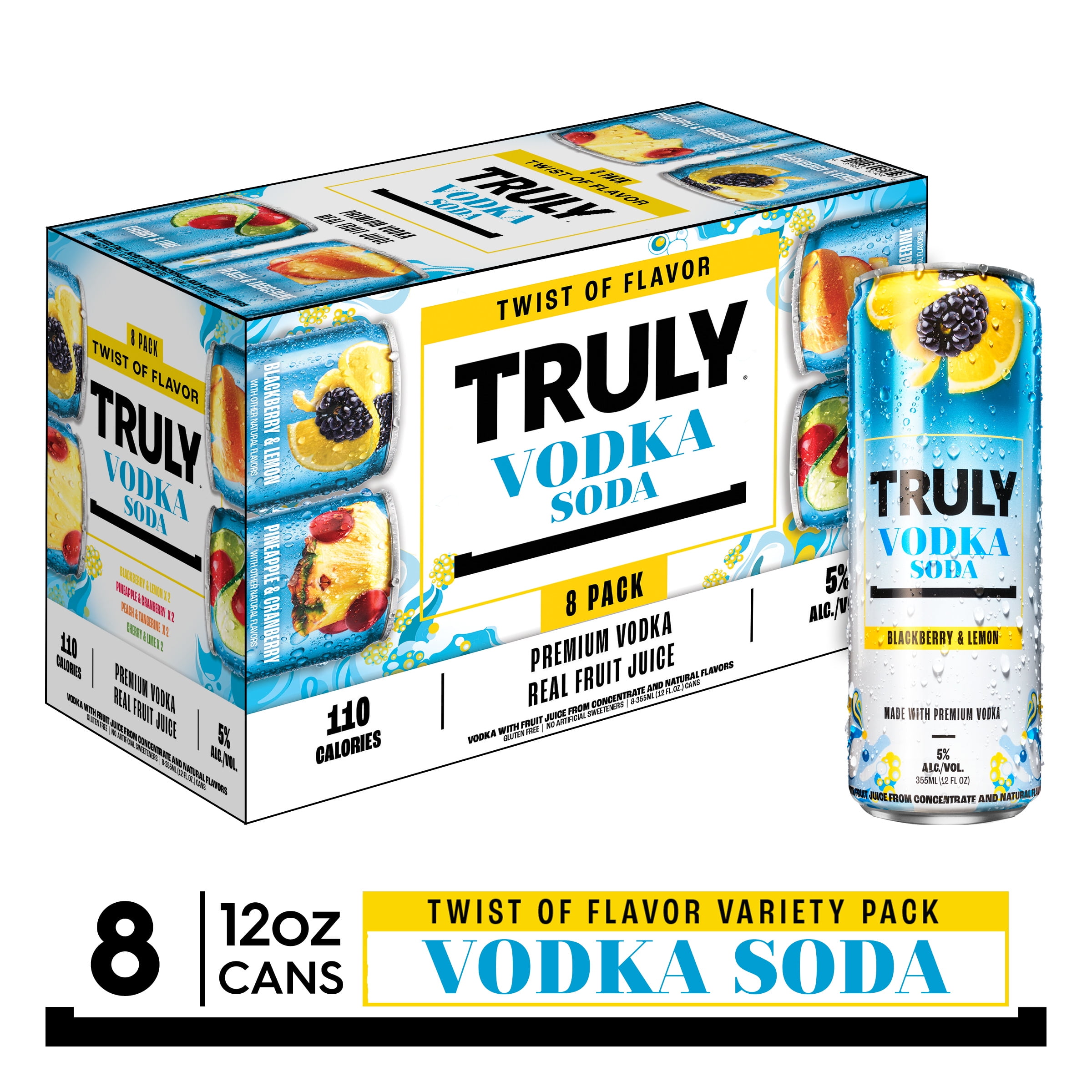 Truly Vodka Hard Soda Twist of Flavor Variety, 8 Pack, 12 fl. oz. Cans