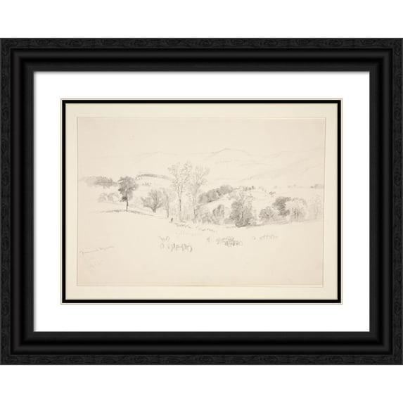 Truman Seymour 24x18 Black Ornate Framed Double Matted Museum Art Print Titled: Landscape Near Williamstown (1865)