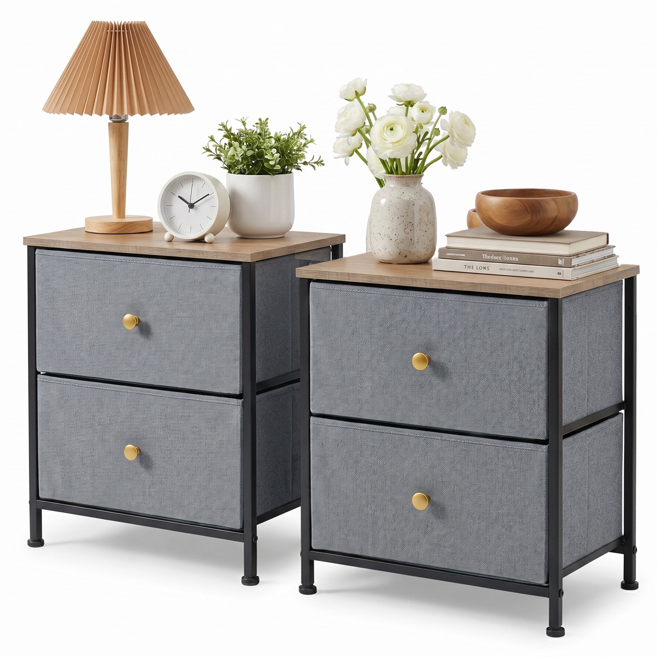 TrumanPick 2-Drawer Fabric Storage Dresser, Fabric Nightstand for Bedroom Set of 2, Small Dresser for Closet Dorm 11.8"D x 18"W x 20"H, Blue