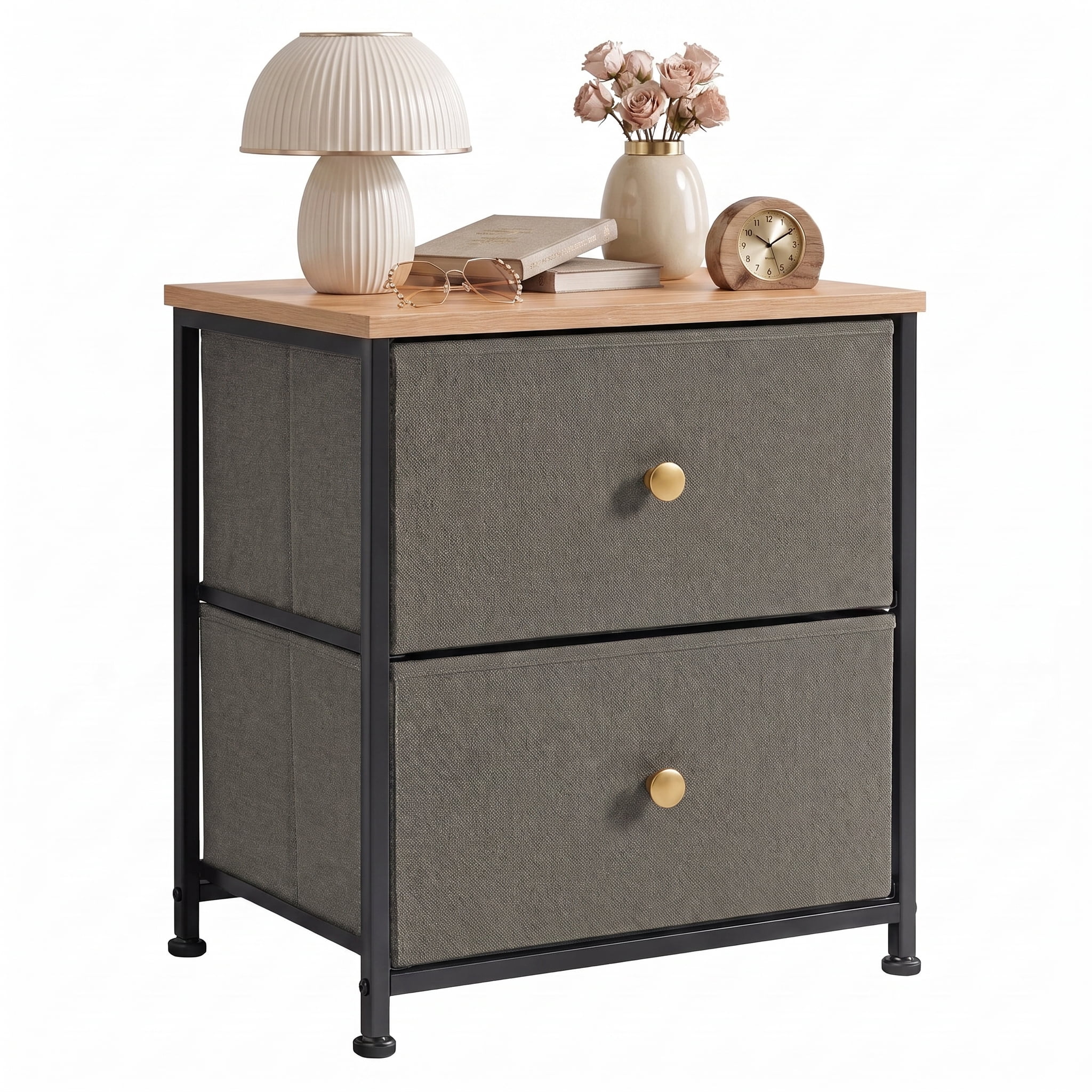TrumanPick 2-Drawer Fabric Storage Dresser, Fabric Nightstand for Bedroom, Small Dresser for Closet Dorm 11.8"D x 18"W x 20"H, Ink Green