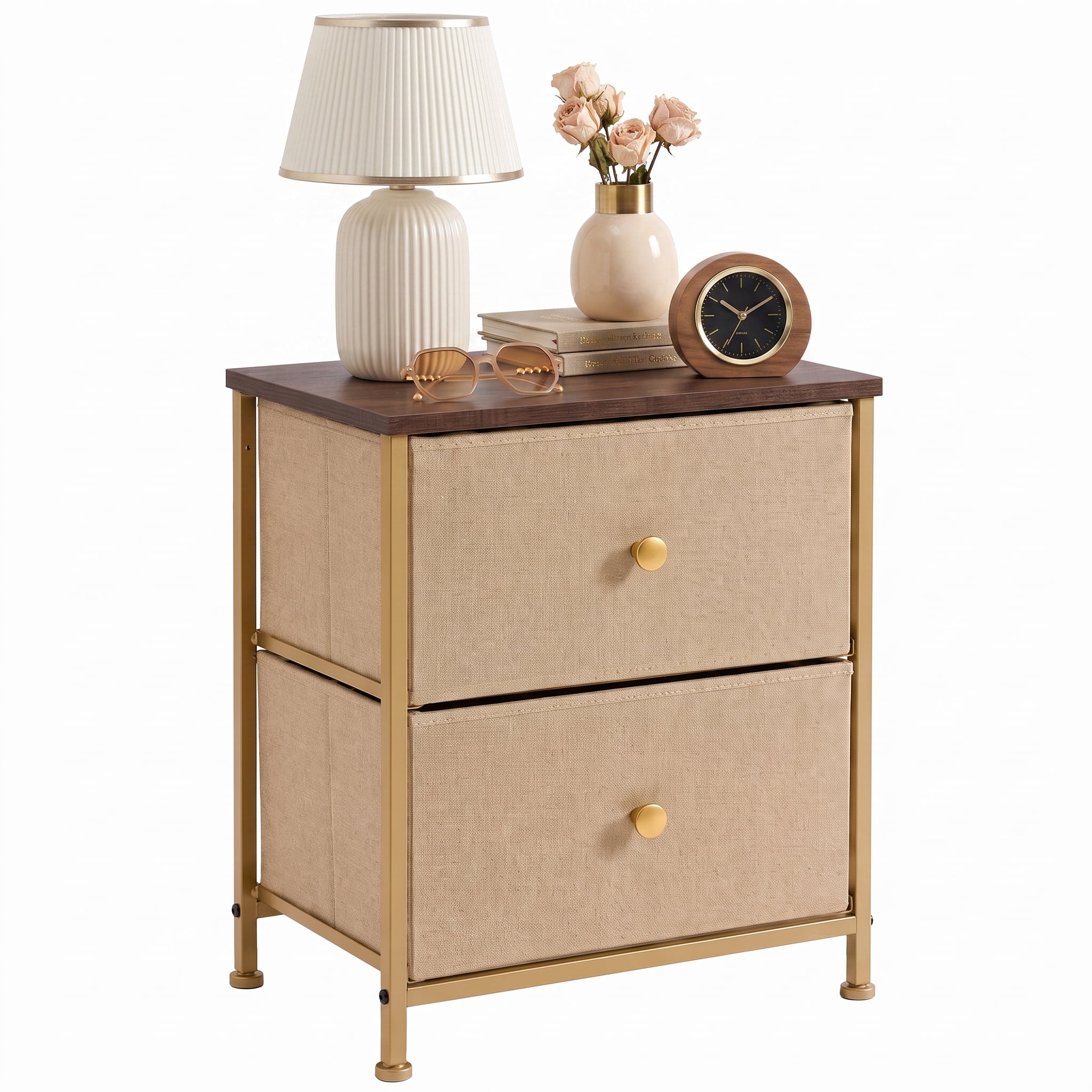 TrumanPick 2-Drawer Fabric Storage Dresser, Fabric Nightstand for Bedroom, Small Dresser for Closet Dorm 11.8"D x 18"W x 20"H, Khaki