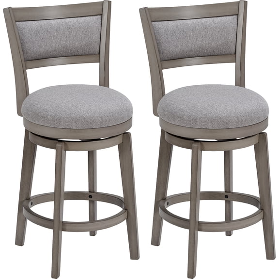 TrumanPick 24 Inch Counter Height Bar Stool Set of 2 Swivel Barstools with Back Chair Seat for Kitchen Dinning room,Grey
