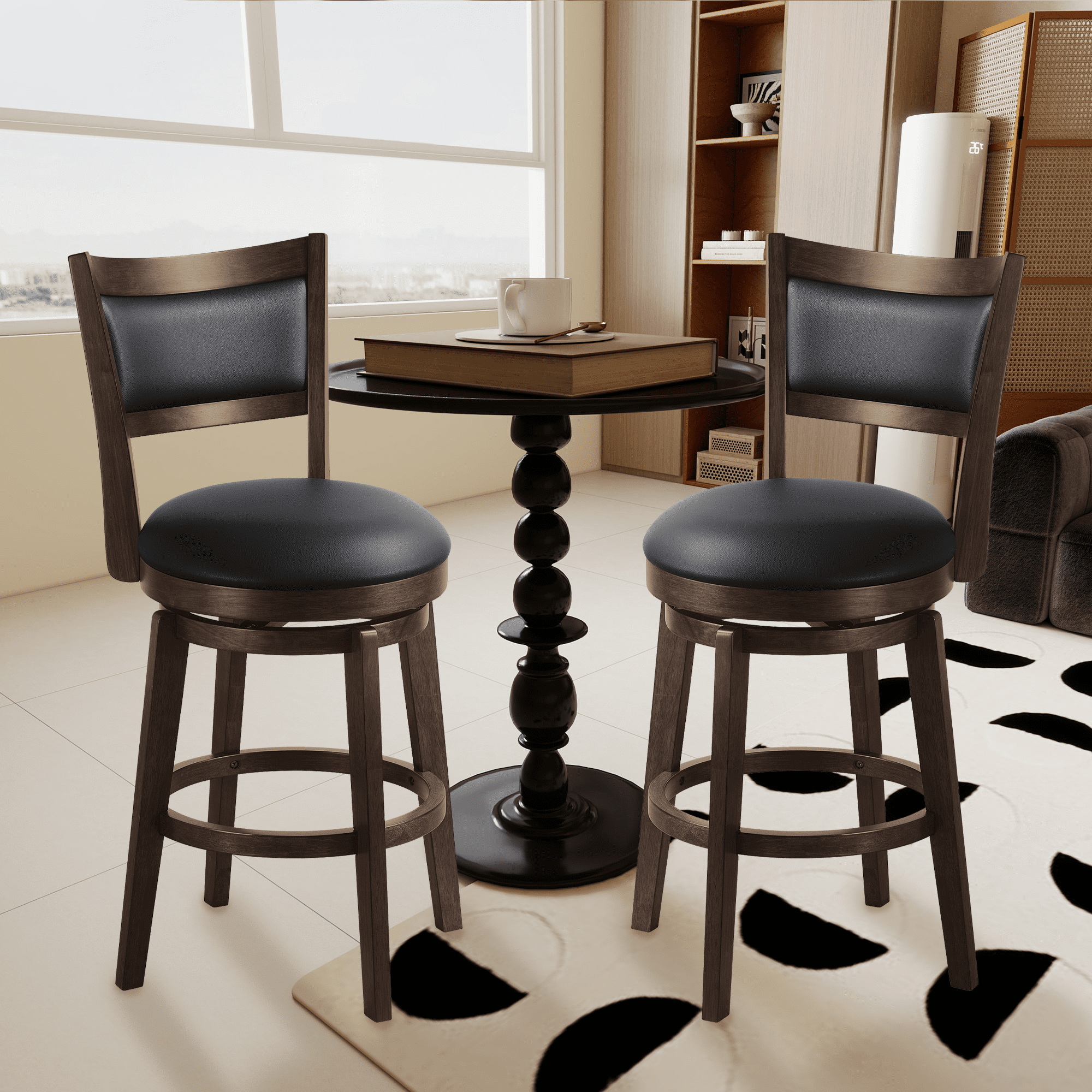 TrumanPick 24 Inch Swivel Bar Stools Set of 2 Upholstered Counter ...