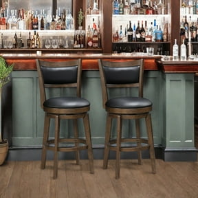 TrumanPick 26 Inch Counter Height Bar Stool Set of 2 Swivel Barstools with Back Chair Seat for Kitchen Dinning room, Cappuccino Finish