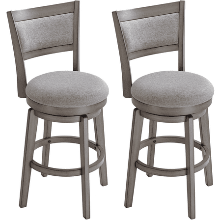 TrumanPick 26" Swivel Bar Stool Set of 2 Upholstered Counter-Height Barstools with High Back Pub Chair Seat for Kitchen Island