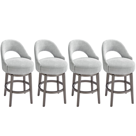 TrumanPick 26" Swivel Bar Stool Set of 4 Upholstered Counter-Height Barstools U Shape Back Pub Chair Stools for Kitchen Island room