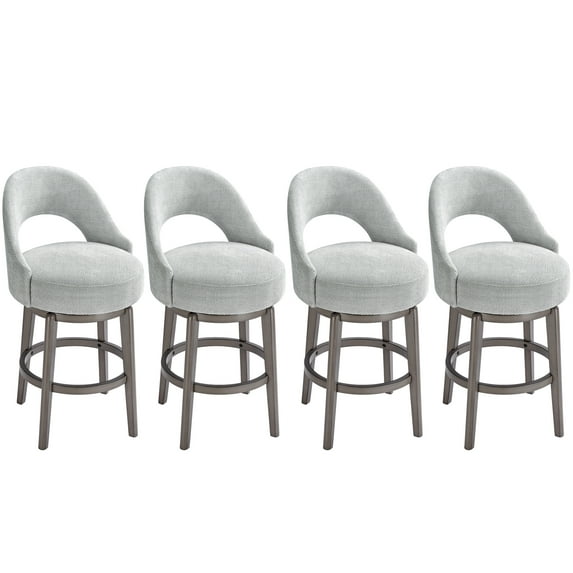 TrumanPick 26" Swivel Bar Stool Set of 4 Upholstered Counter-Height Barstools U Shape Back Pub Chair Stools for Kitchen Island room