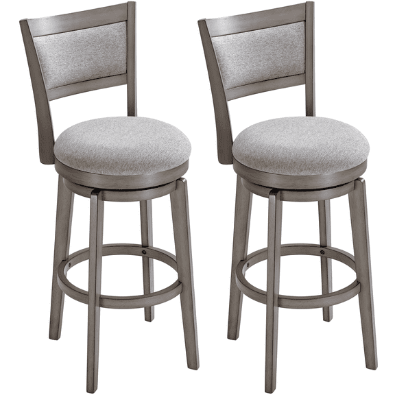 TrumanPick 30" Bar Height Swivel Bar Stool Set of 2 Upholstered Counter-Height Barstools with High Back Pub Chair Seat for Kitchen Island