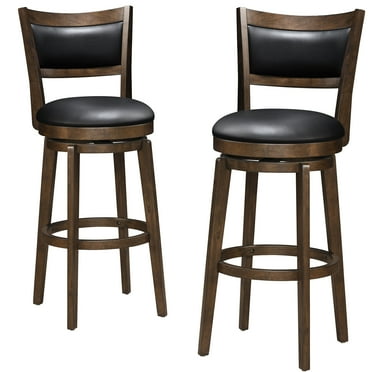 TrumanPick 30 Inch Counter Height Bar Stool Set of 2 Swivel Barstools with Back Chair Seat for Kitchen Dinning room, Cappuccino Finish