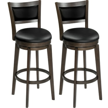TrumanPick 32 Inch Counter Height Bar Stool Set of 2 Swivel Barstools with Back Chair Seat for Kitchen Dinning room, Cappuccino Finish