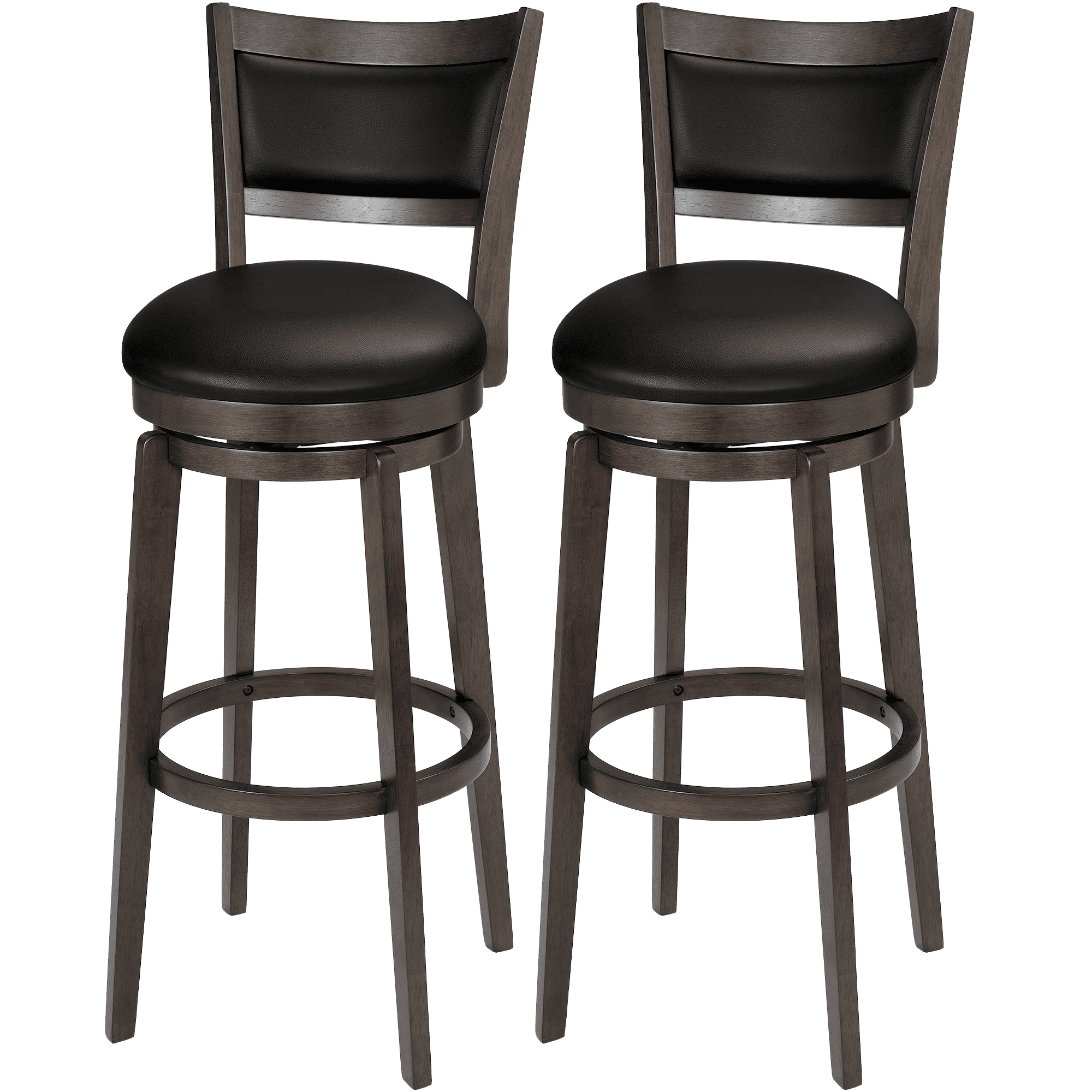TrumanPick 32 Inch Counter Height Bar Stool, Set of 2 Swivel Barstools with High Back Chair Seat for Kitchen Island Dinning room, Black
