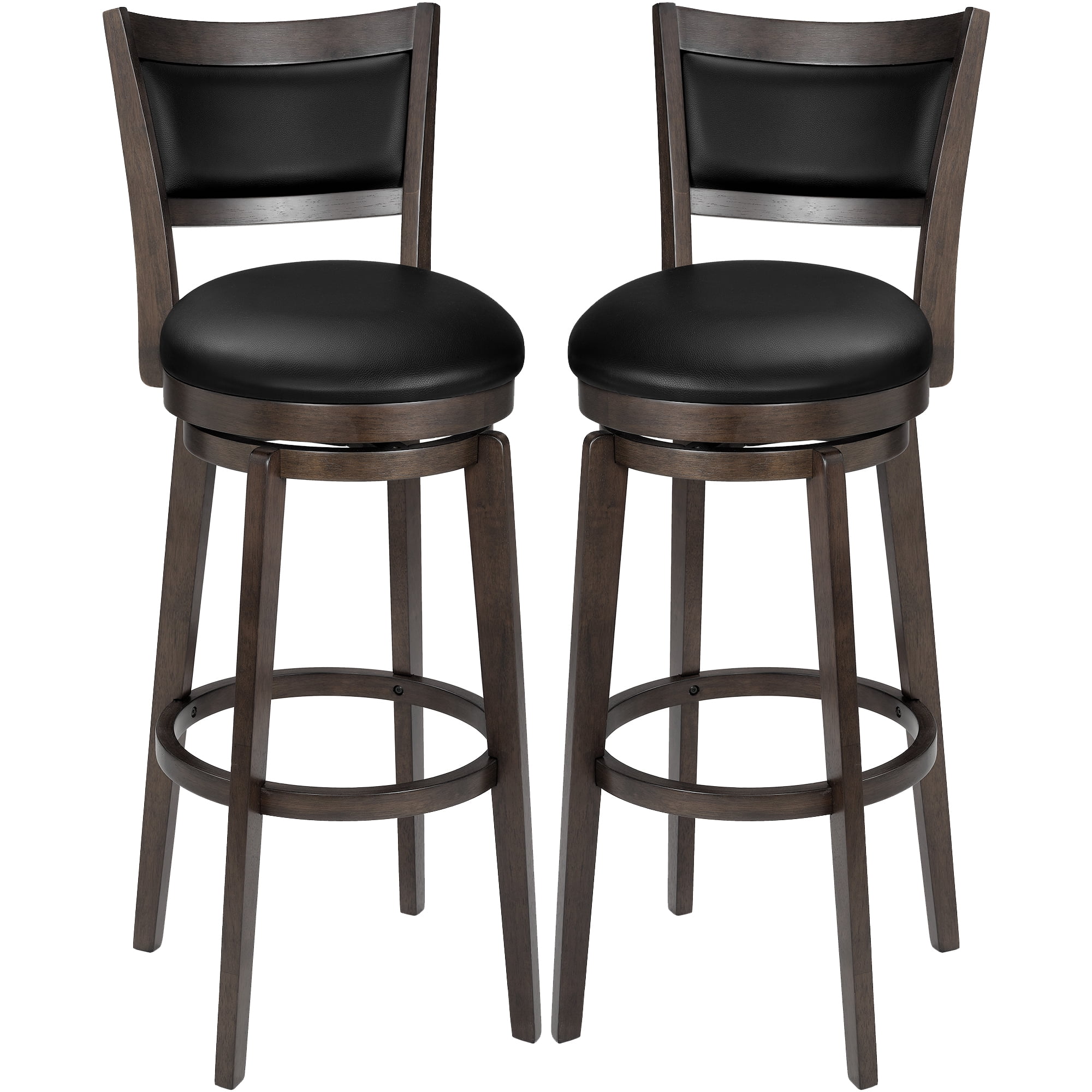 TrumanPick 34 Inch Counter Height Bar Stool, Set of 2 Swivel Barstools with High Back Chair Seat for Kitchen Island Dinning room, Black