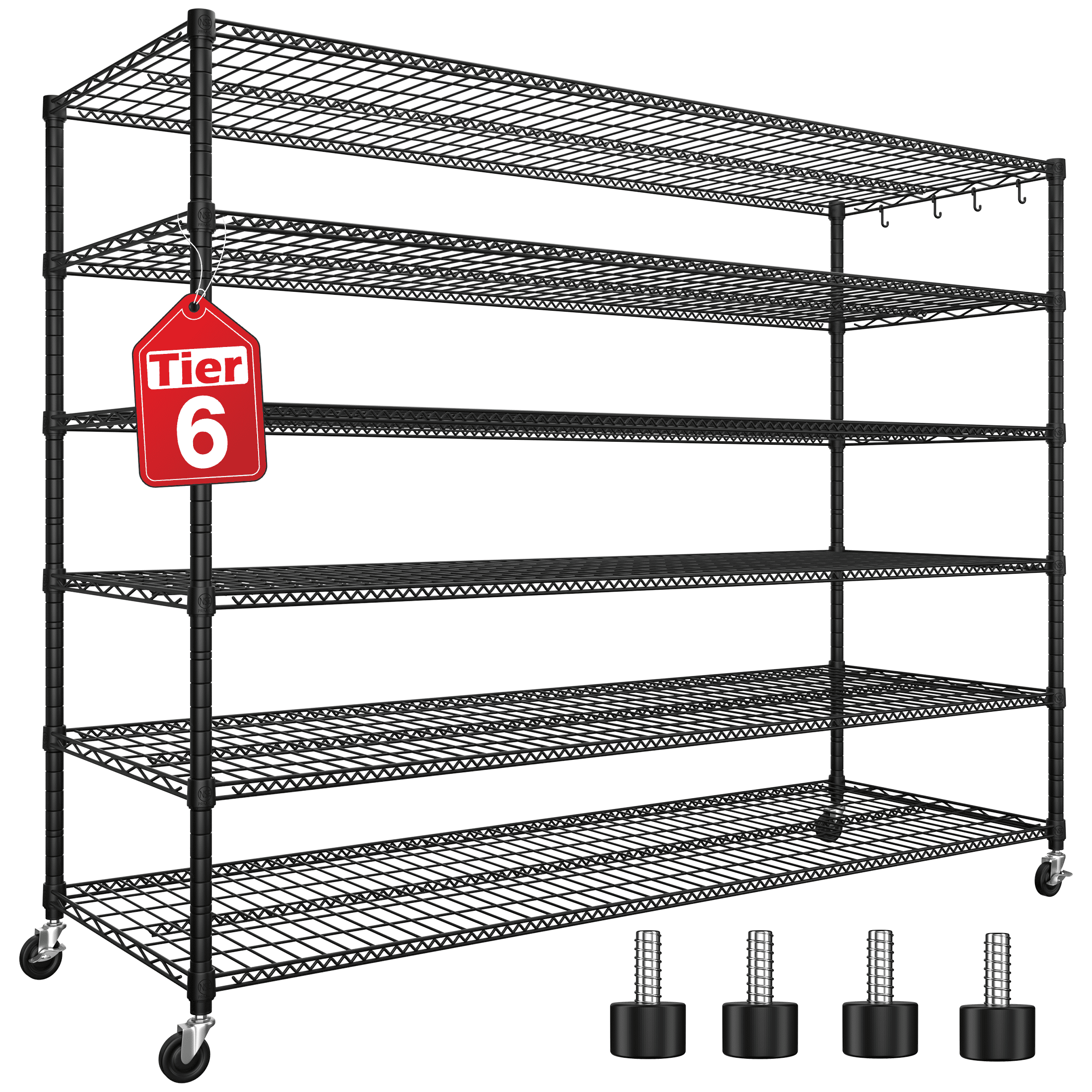 TrumanPick 3600lbs Heavy Duty Wire Shelving with Wheels 81"H x 55.5"W x