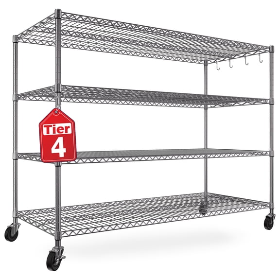 TrumanPick 4-Tier Wire Shelving Unit 2400lbs Capacity, 55.5"W x 24"D x 76"H Metal Storage Shelves, Heavy Duty Adjustable Wire Rack for Kitchen Pantry Garage, Chrome
