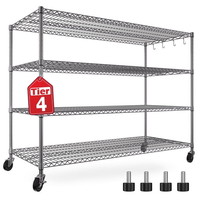 Aerospace Rack Unit TrumanPick 4-Tier Wire Shelving with Wheels 55.5