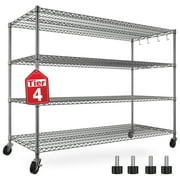 TrumanPick 4-Tier Wire Shelving with Wheels 55.5W x 24D x 81H Heavy Duty Storage Shelves Adjustable Garage Shelving Unit, Storage Rack for Kitchen Pantry, Chrome