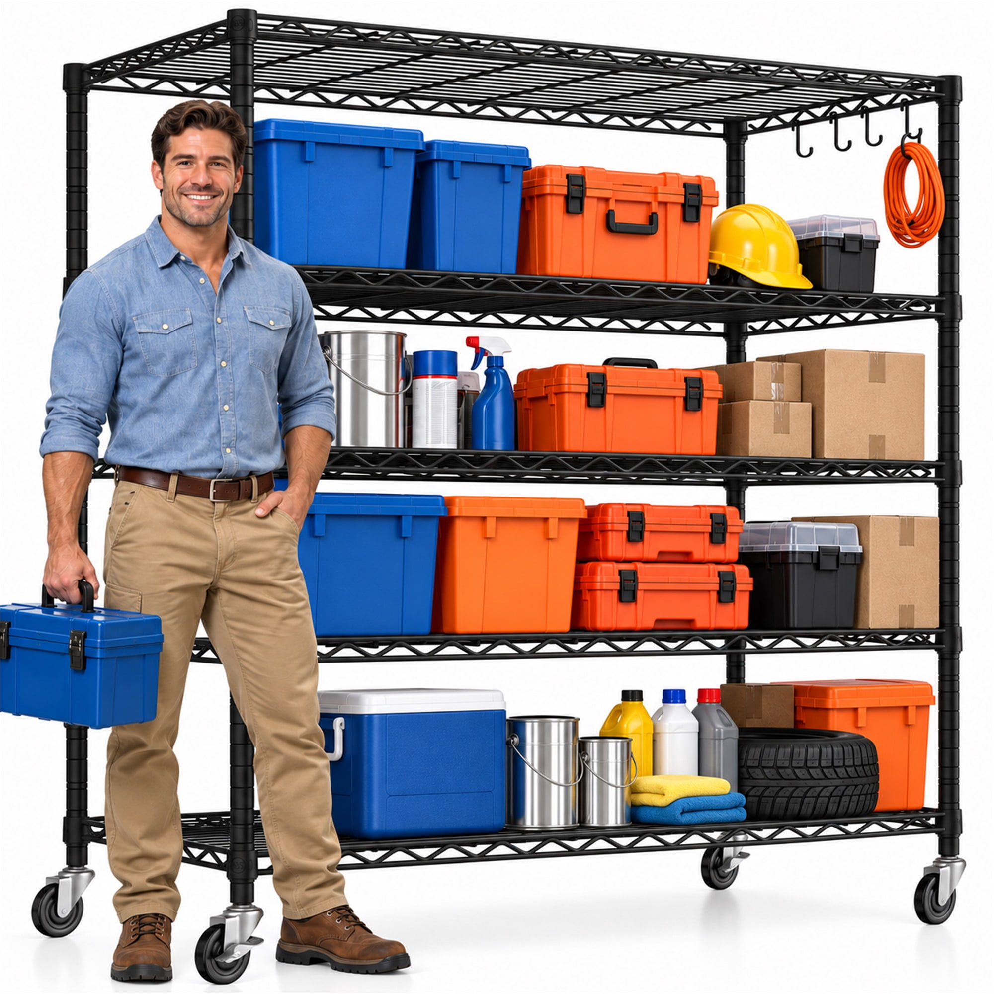 TrumanPick 48"W x 24"D x 76"H Wire Shelving, 3000 lbs Heavy Duty Garage