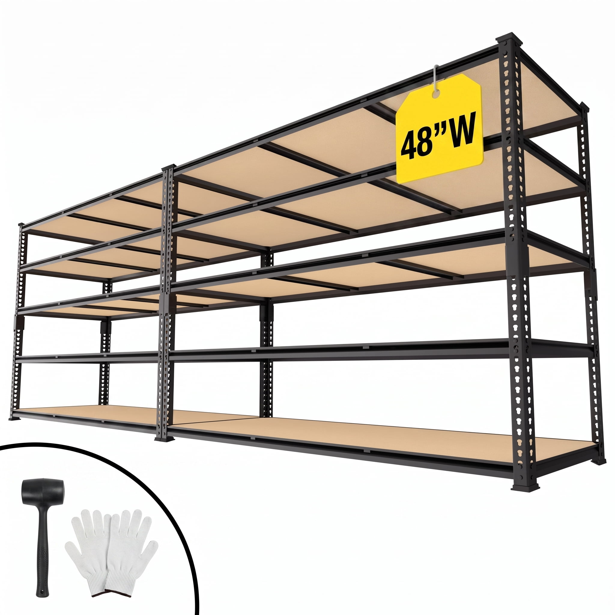 TrumanPick 48" W Garage Shelving 3250LBS Heavy Duty Storage Shelves 5 Tier Adjustable Metal Shelving Rack, Industrial Shelf, 72" H x 24" D, 2 Pack