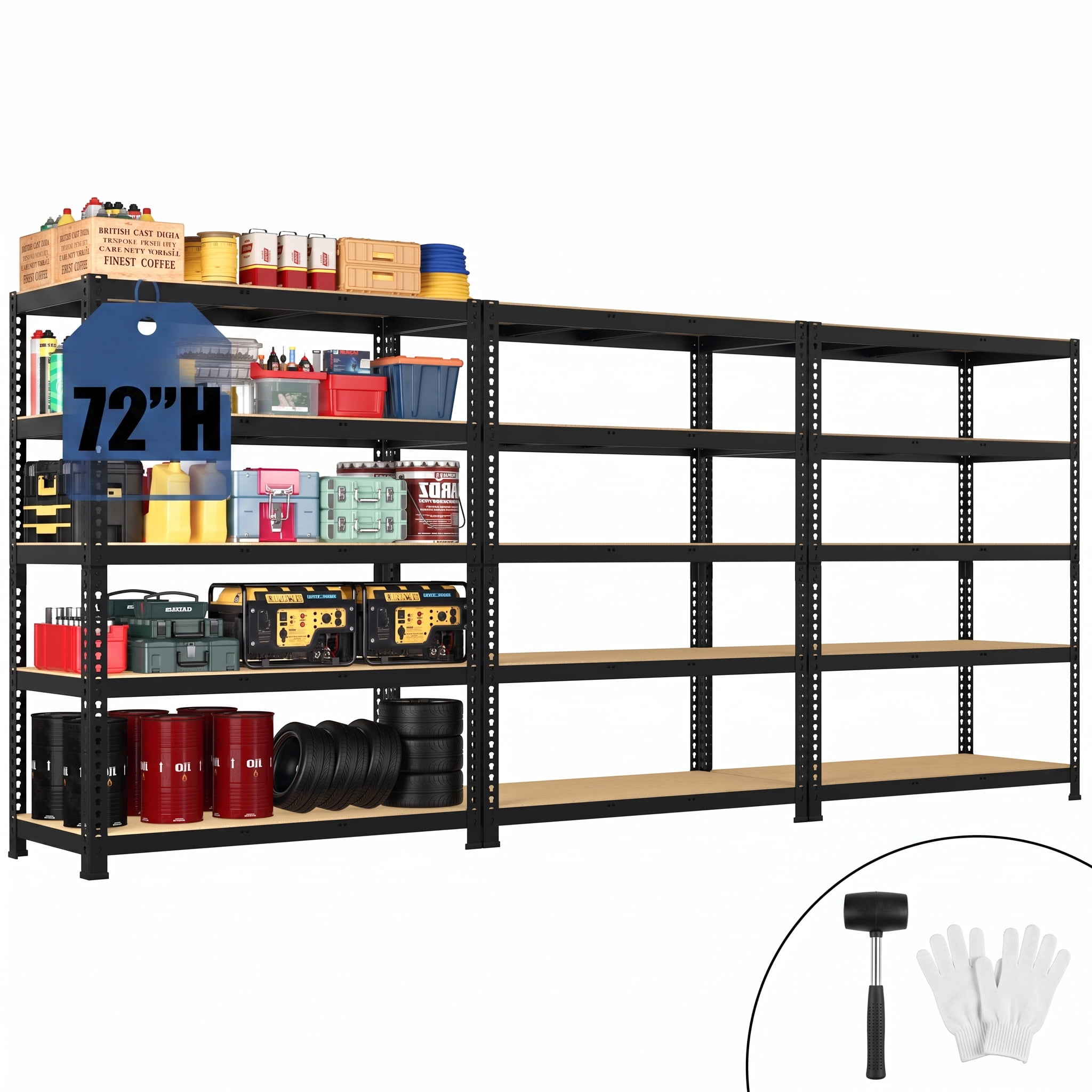 TrumanPick 48"W Garage Shelving Unit 5 Tier Adjustable Storage Shelves 2700lbs Metal Shelf Rack for Basement Pantry Kitchen, 17.94"D x 71.89"H, 3 Pack