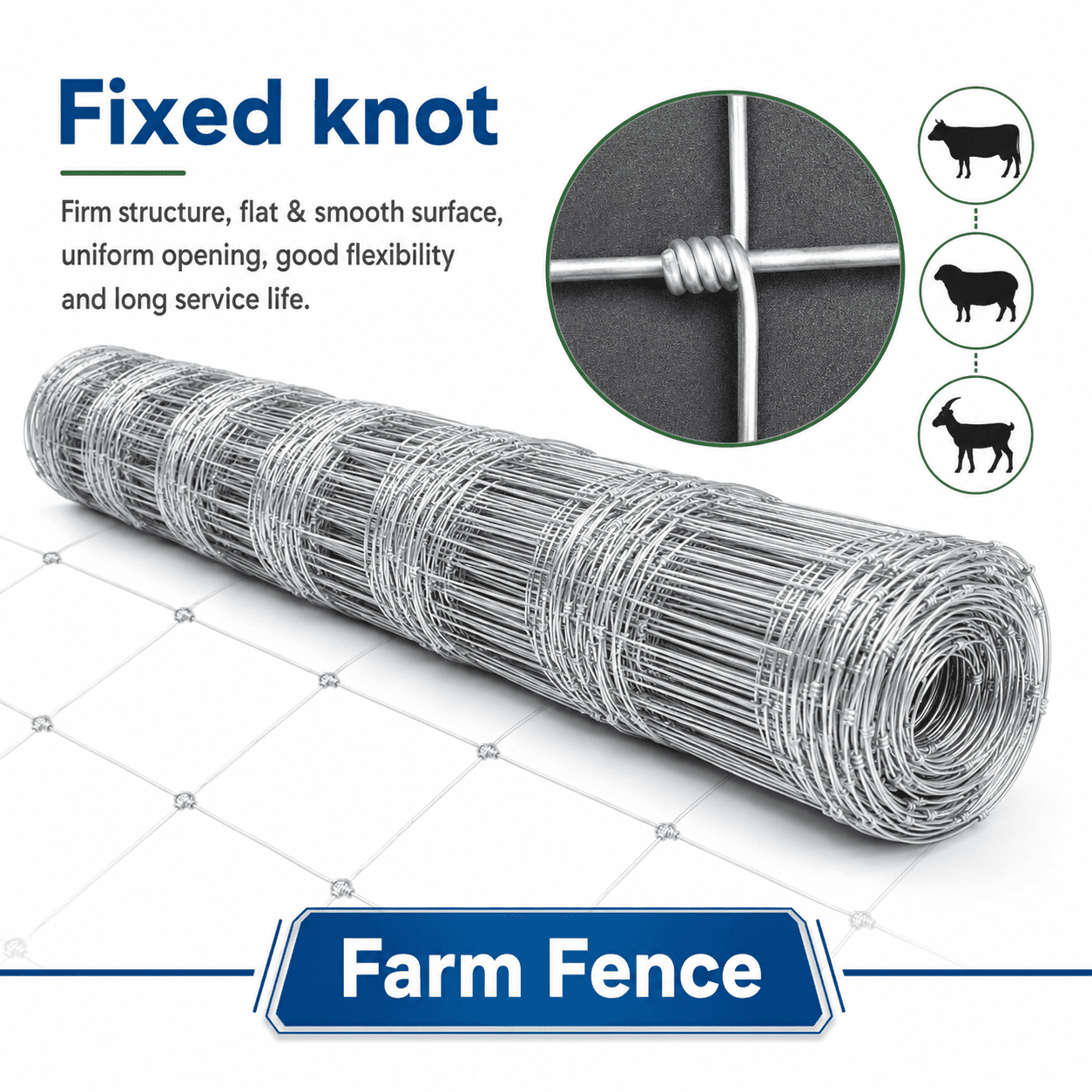 TrumanPick 5.9ft x 328ft Galvanised Iron Farm Fence, Heavy Duty Livestock & Deer-Proof Wire Mesh Roll for Cattle, Grassland & Pasture Enclosure