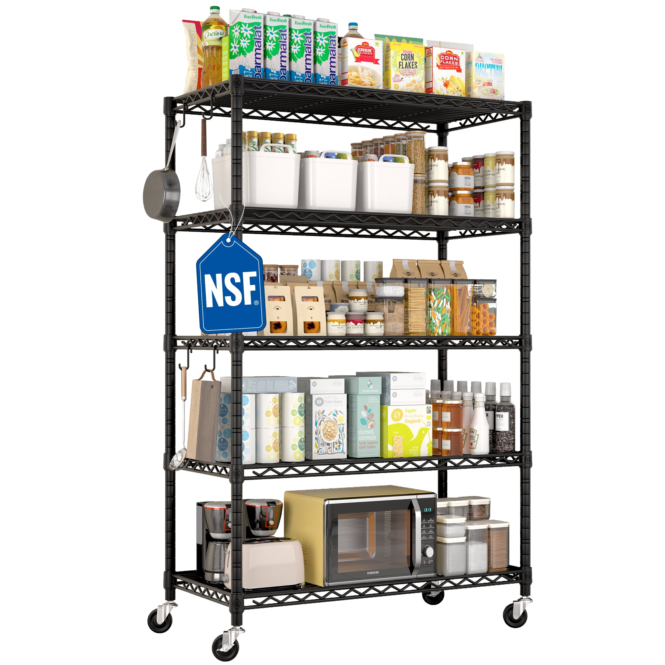 TrumanPick 5-Tier Adjustable Storage Shelves - 36"W x 16"D x 76"H Metal Shelves, Wire Shelving Unit Organizer Rack for Home Kitchen Garage Pantry Bathroom , Black