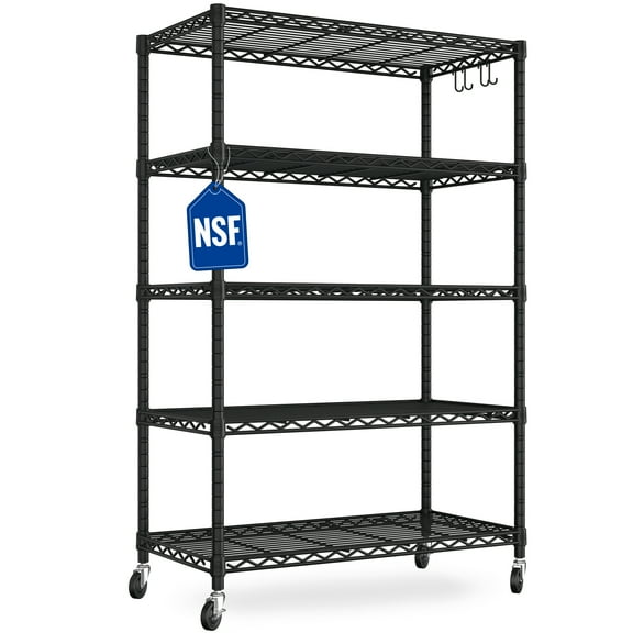 TrumanPick 5-Tier Wire Shelf 36"W x 16"D x 76"H Metal Storage Shelves, Adjustable NSF Steel Organizer Wire Rack,Garage Shelving Unit for Kitchen&Office,Black